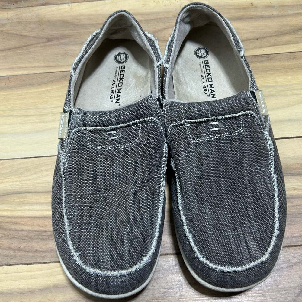 Gecko Man Walk Hero Men's Canvas Arch Support Slip-On Shoes NWOB
